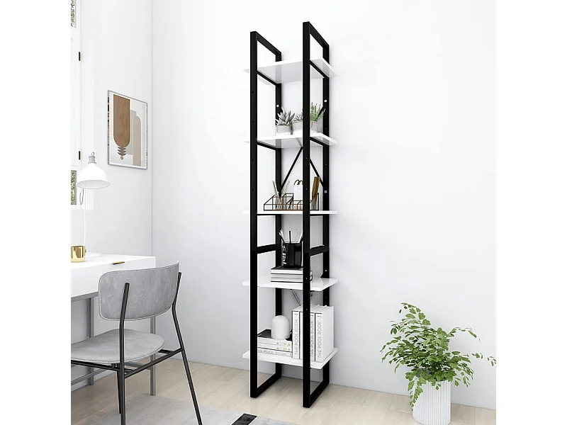 Boekenkast met 5 schappen 40x30x175 cm bewerkt hout wit