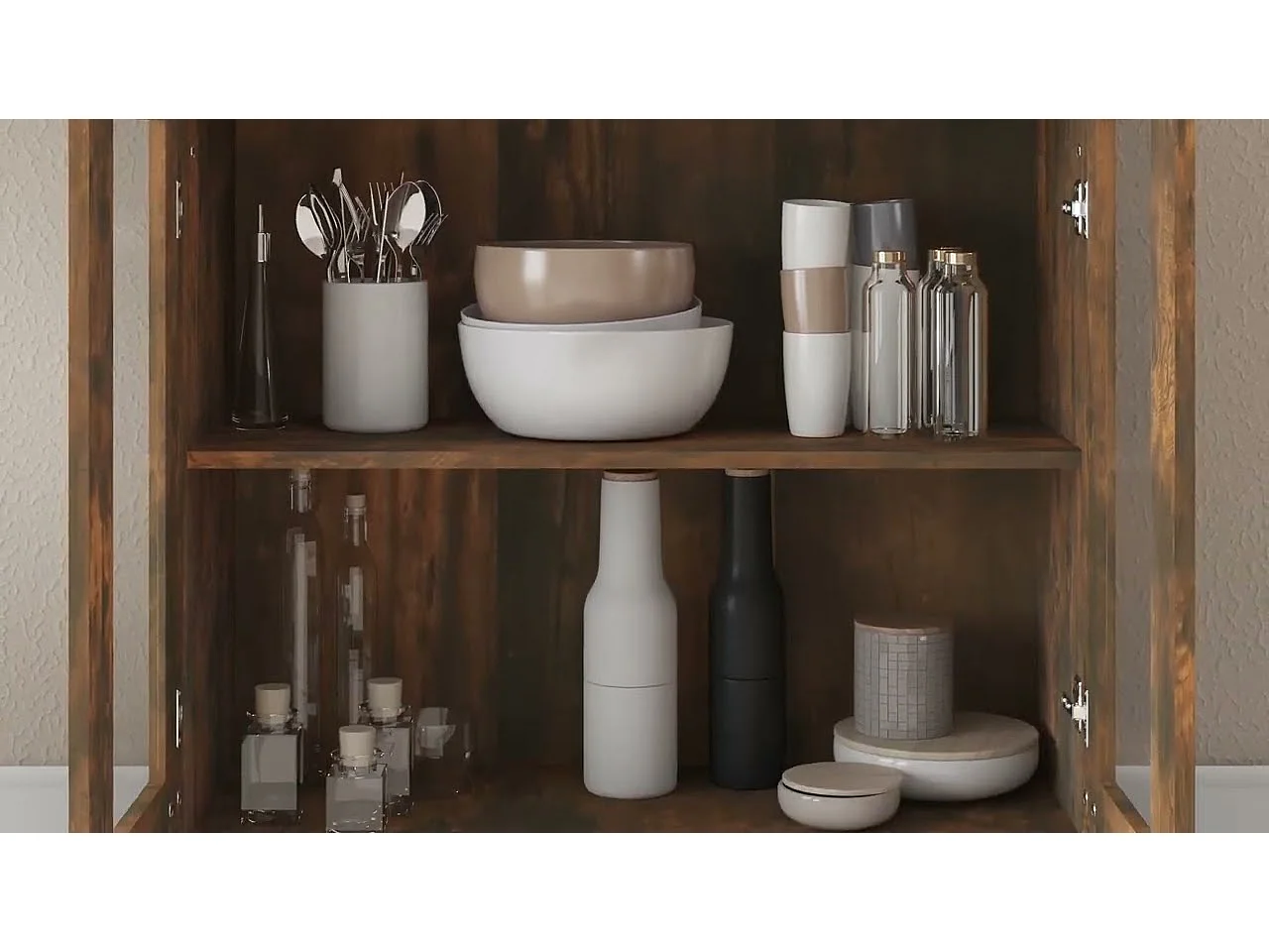 Armoire à vitrine Chêne fumé 82,5x30,5x150 cm Bois d'ingénierie