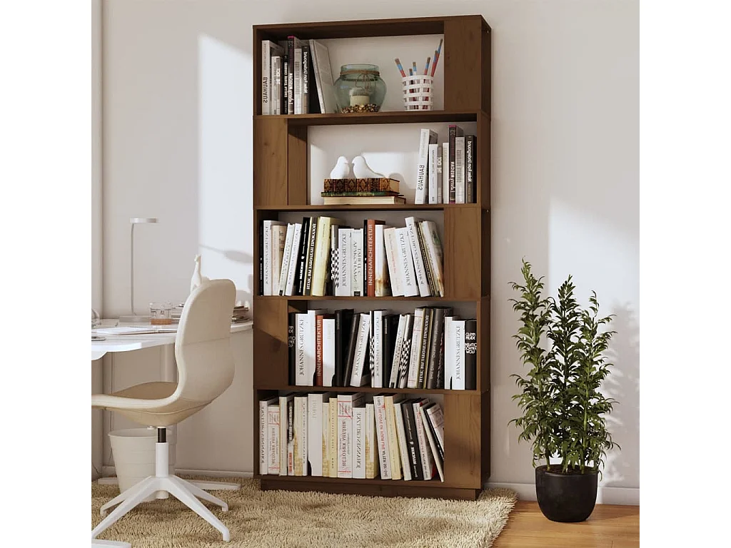 Bibliothèque/Cloison Marron miel 80x25x163,5 cm Pin solide