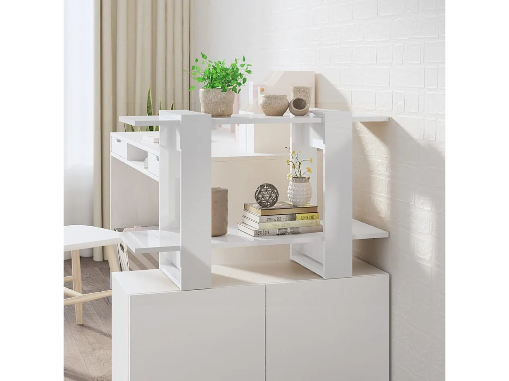 Bibliothèque/Séparateur de pièce Blanc brillant 80x30x51 cm