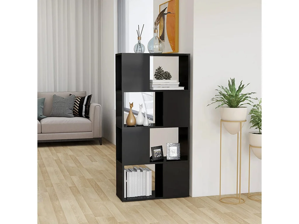Bibliothèque/Séparateur de pièce Gris brillant Bois ingénierie