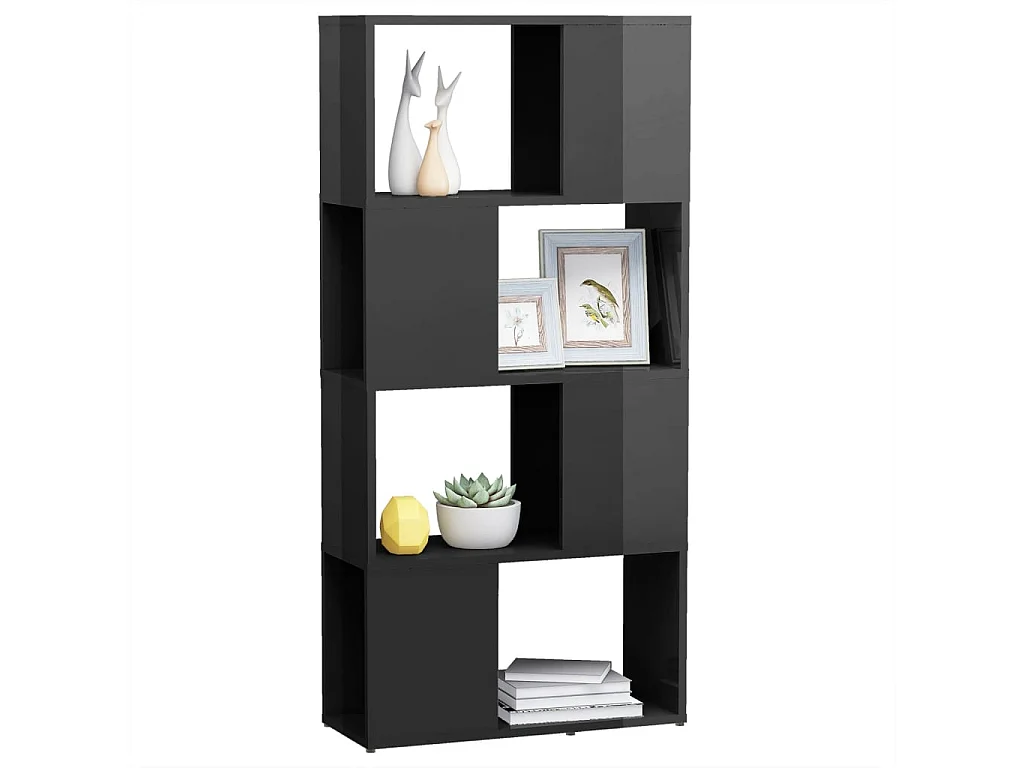 Bibliothèque/Séparateur de pièce Gris brillant Bois ingénierie