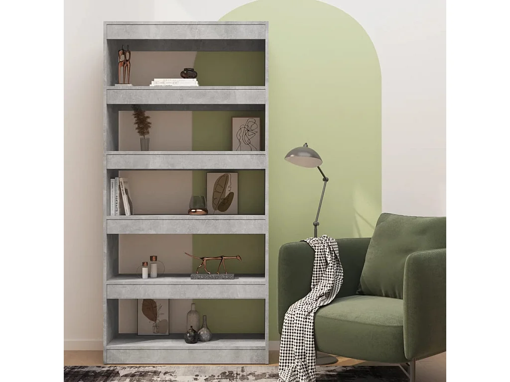 Boekenkast/kamerscherm 80x30x166 cm bewerkt hout betongrijs
