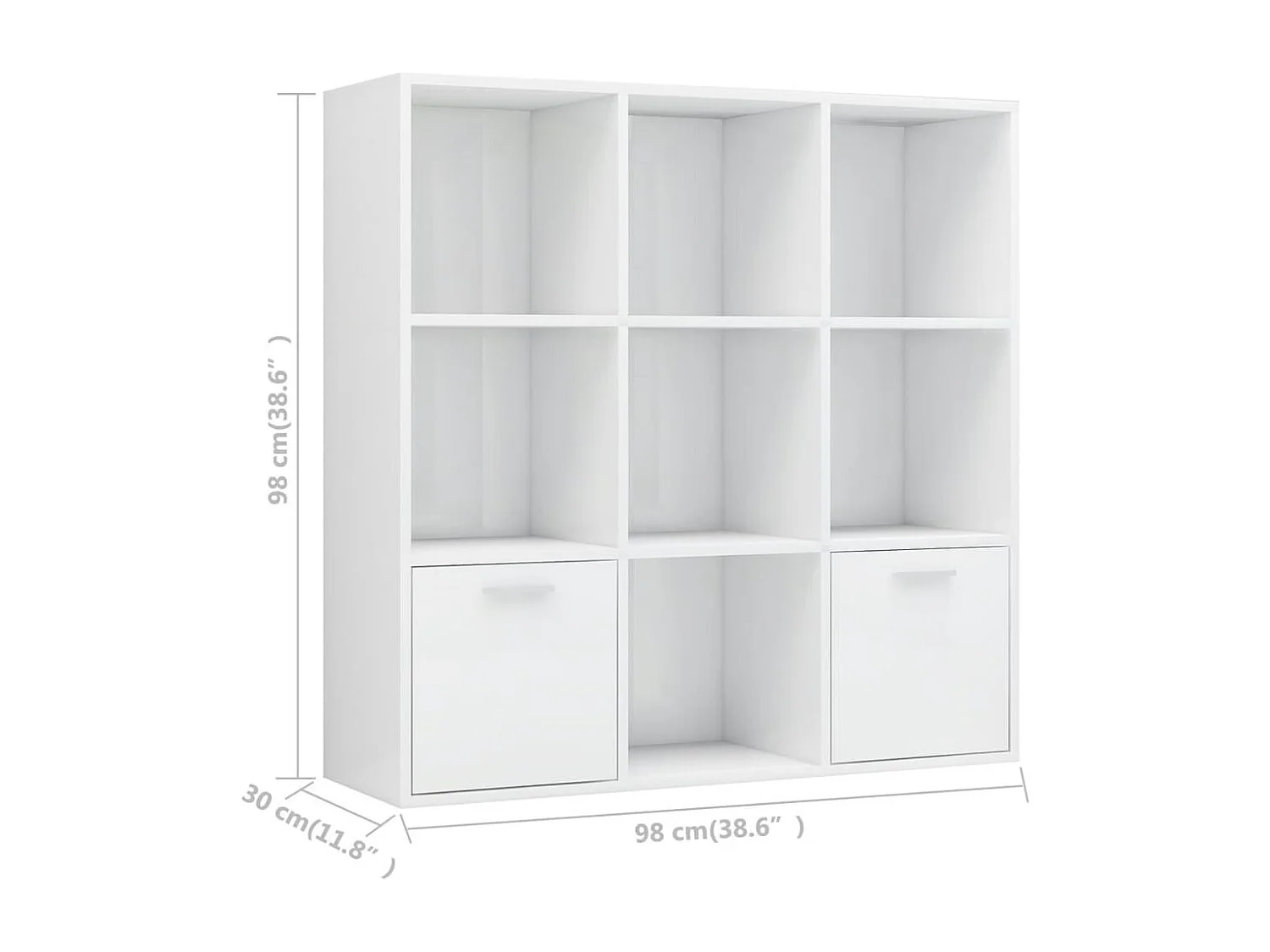Libreria Bianco Lucido 98x30x98 cm in Legno Multistrato