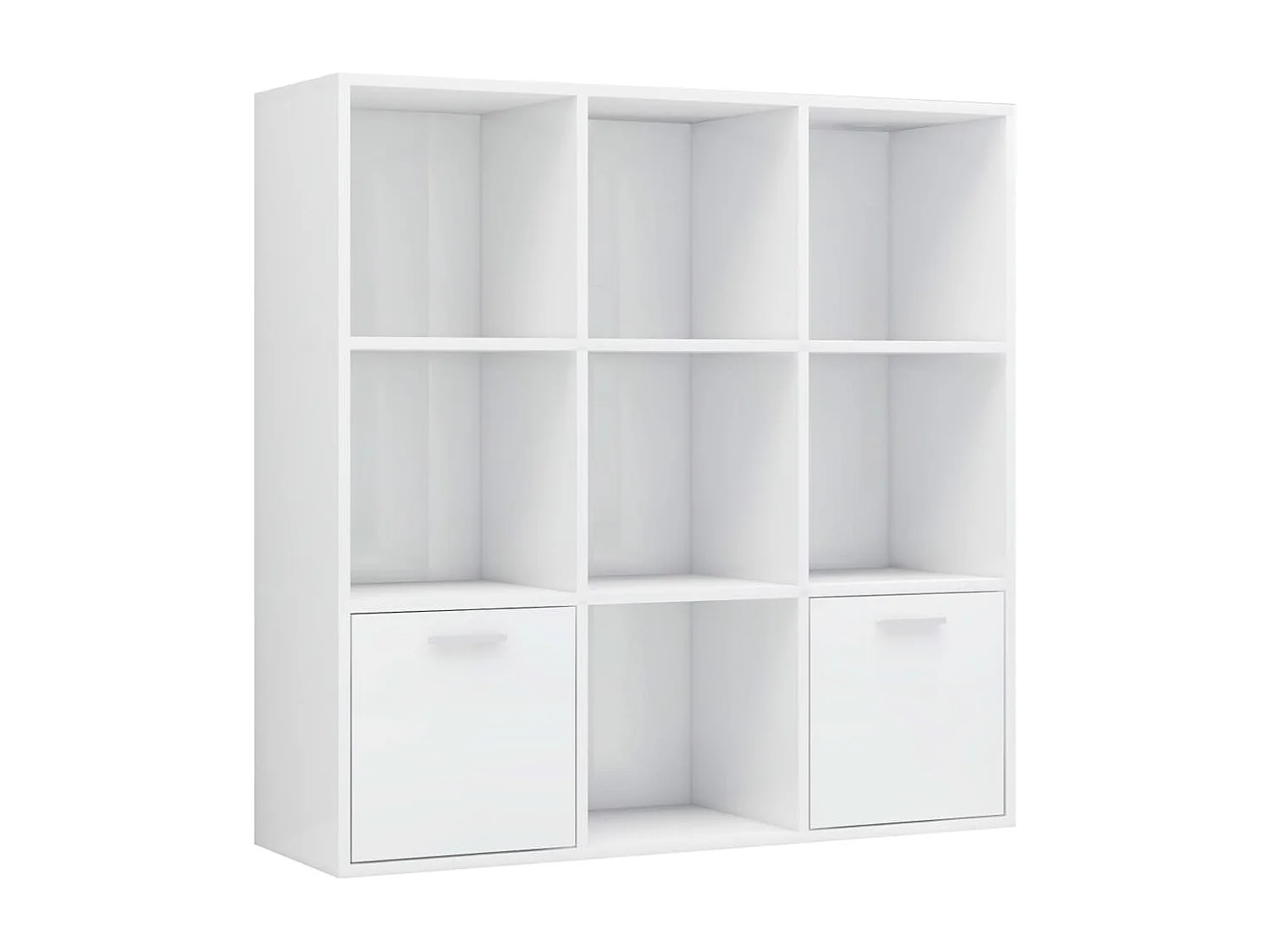 Boekenkast 98x30x98 cm bewerkt hout hoogglans wit