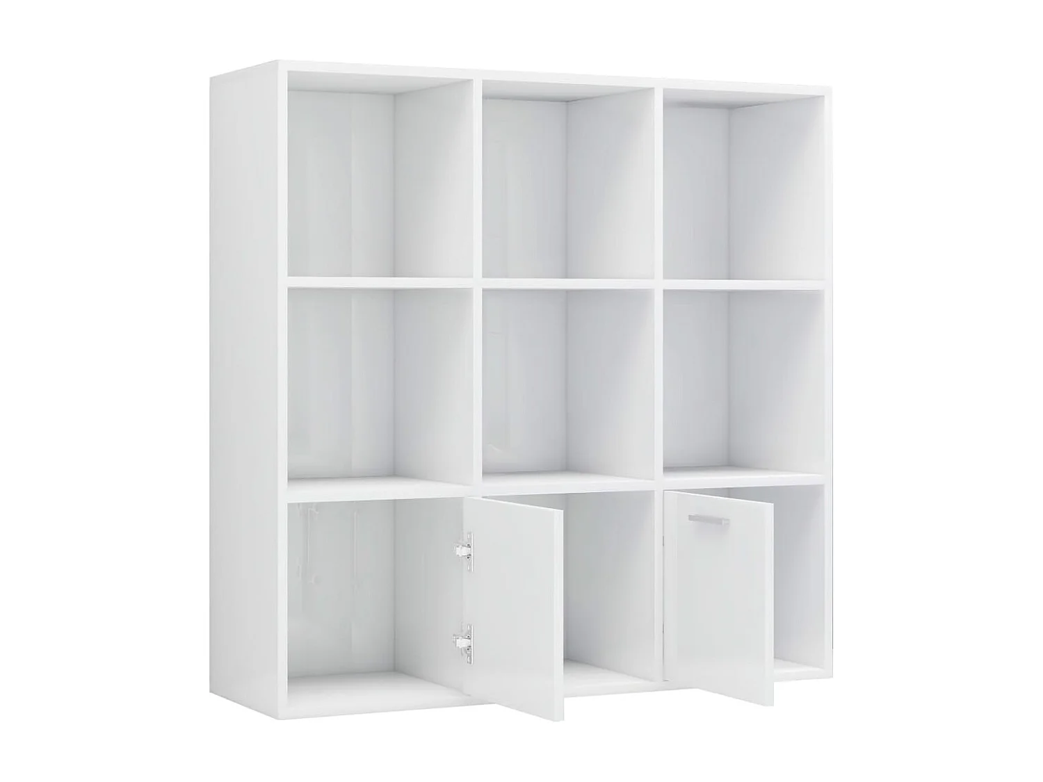 Boekenkast 98x30x98 cm bewerkt hout hoogglans wit