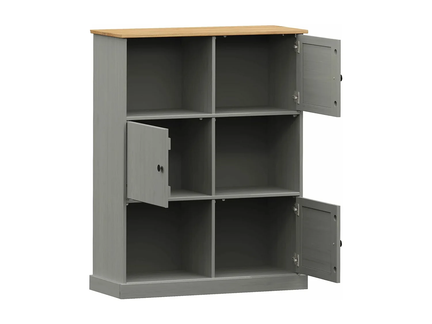 Bücherregal VIGO Grau 90x35x114,5 cm Massivholz Kiefer