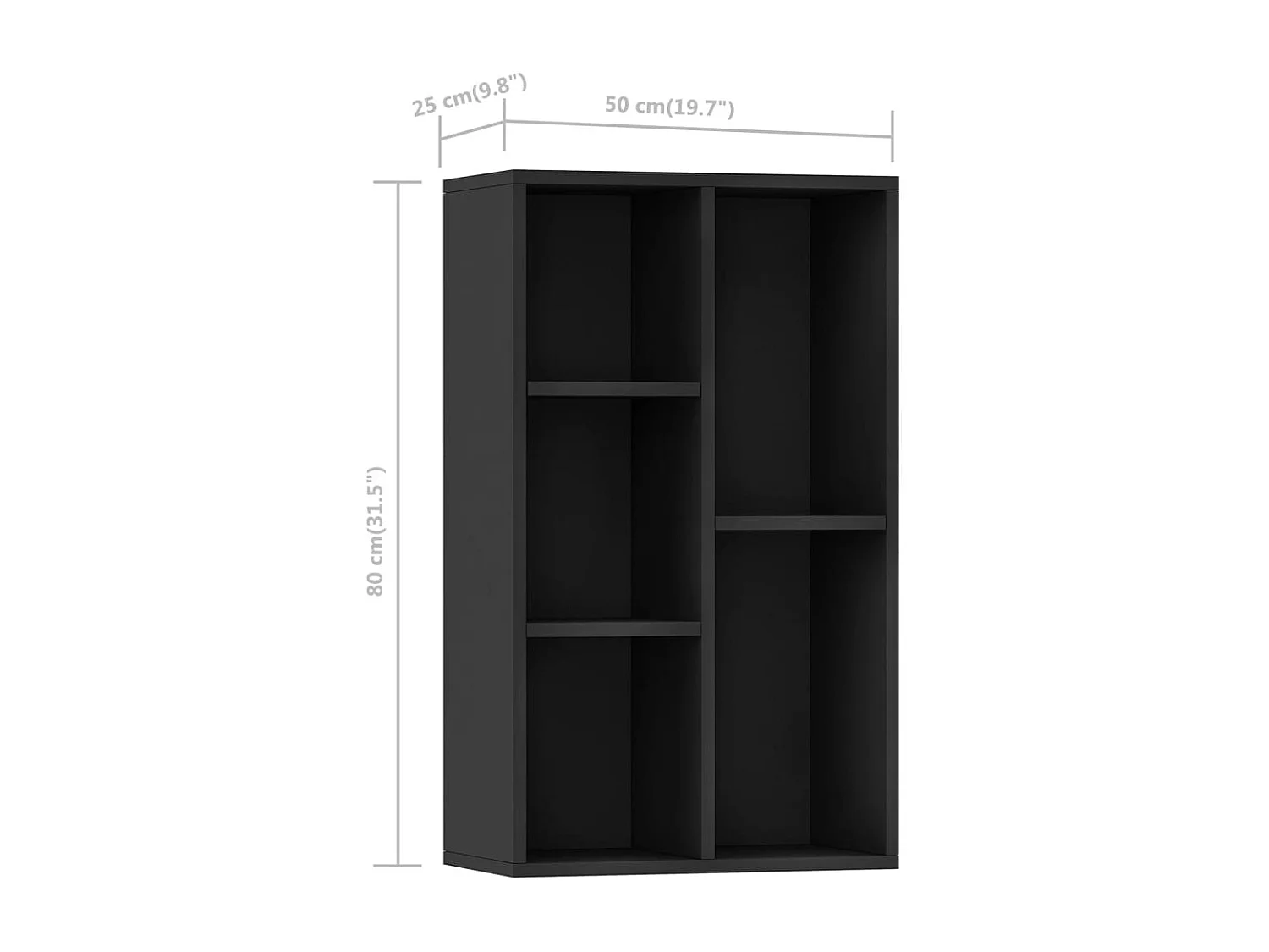 Boekenkast/dressoir 50x25x80 cm bewerkt hout zwart