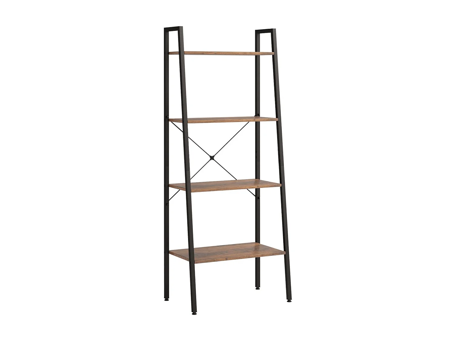 Scaffale Autoportante 4 Ripiani Marrone Scuro Nero 56x35x140 cm