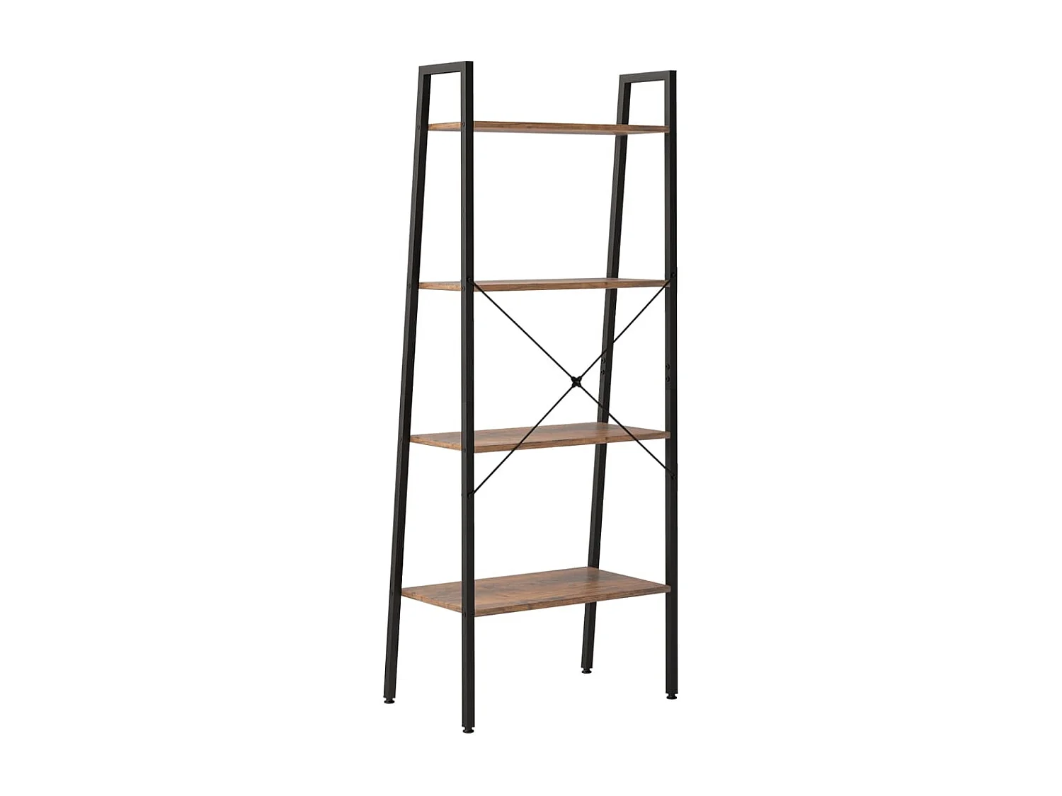 Scaffale Autoportante 4 Ripiani Marrone Scuro Nero 56x35x140 cm