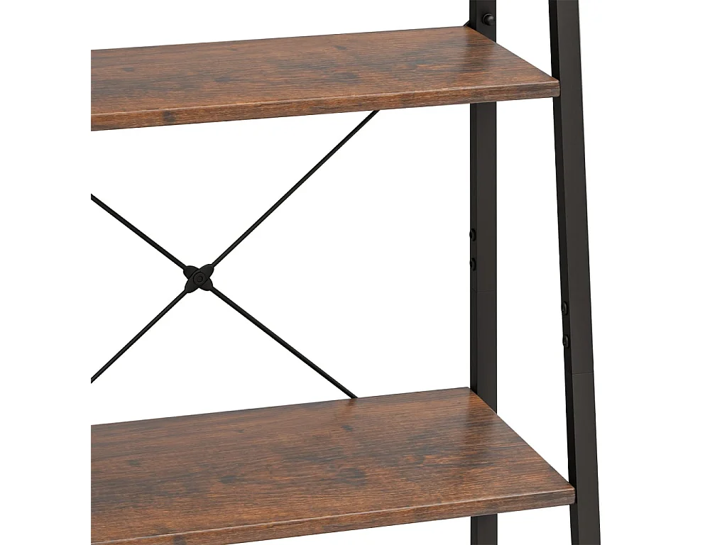 Scaffale Autoportante 4 Ripiani Marrone Scuro Nero 56x35x140 cm