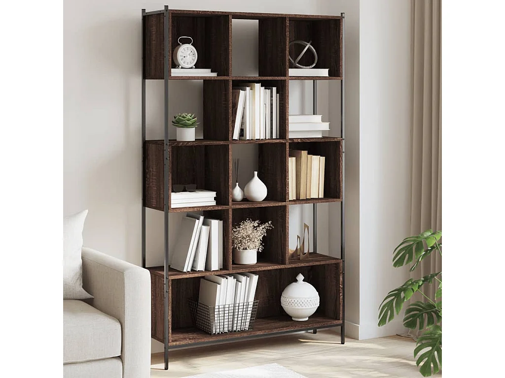 Boekenkast 102x28x172 cm bewerkt hout bruin eikenkleur