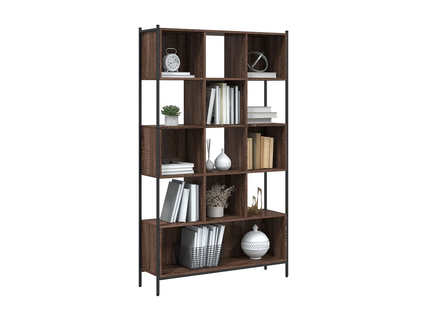 Boekenkast 102x28x172 cm bewerkt hout bruin eikenkleur