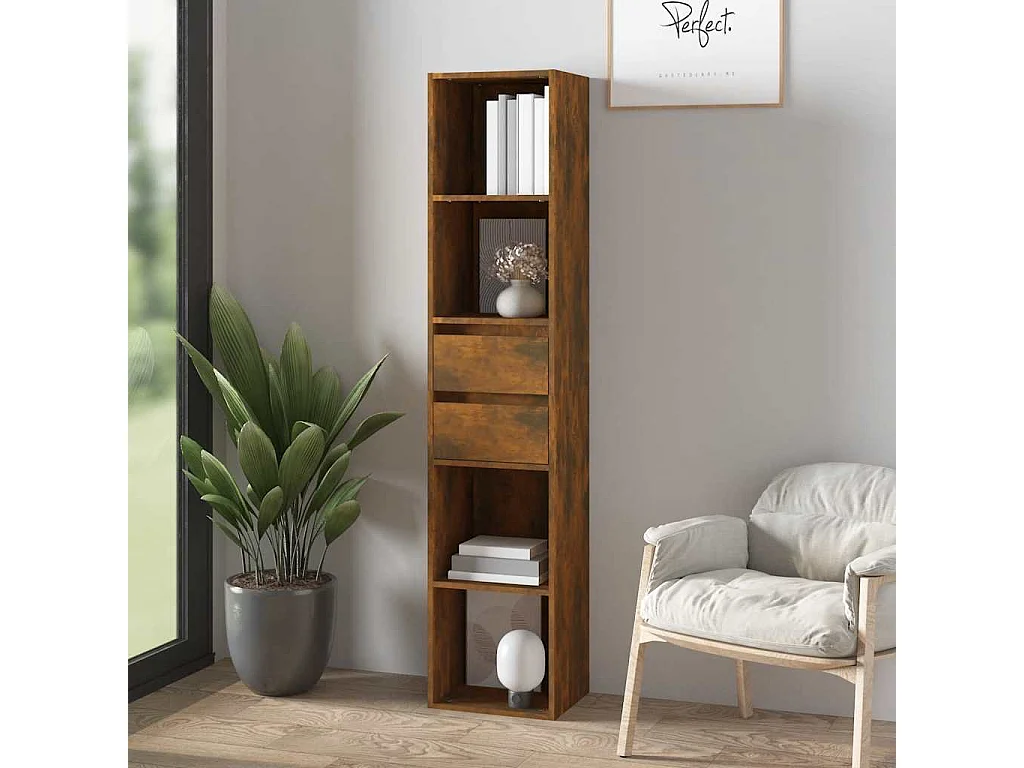 Libreria Rovere Fumo 36x30x171 cm in Legno Multistrato