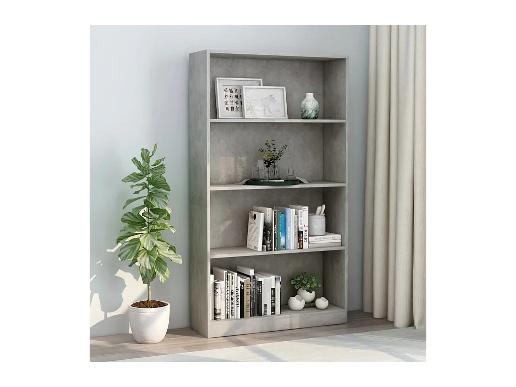 Bücherregal 4 Fächer Betongrau 80x24x142 cm Holzwerkstoff