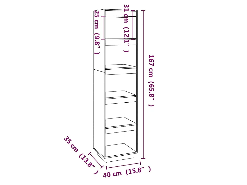Bibliothèque/Cloison Marron miel 40x35x167 cm Pin solide