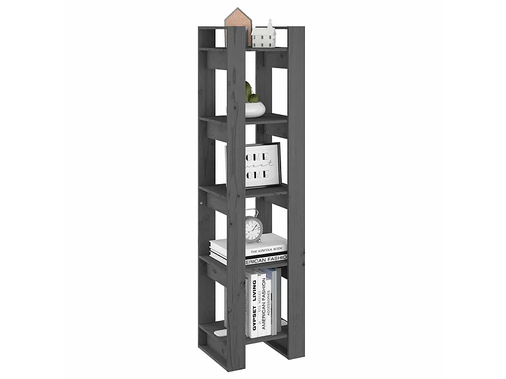 Bibliothèque/Séparateur de pièce Gris 41x35x160 cm Pin massif