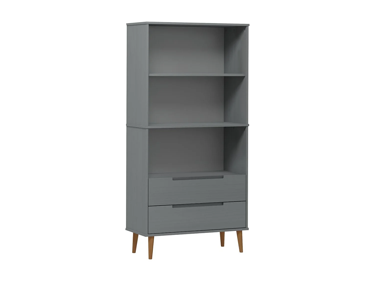 Bibliothèque MOLDE Gris 85x35x170,5 cm Bois massif de pin