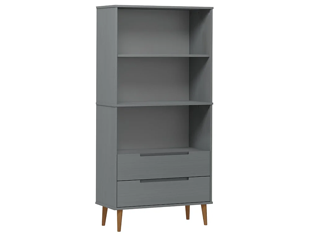 Boekenkast MOLDE 85x35x170,5 cm massief grenenhout grijs