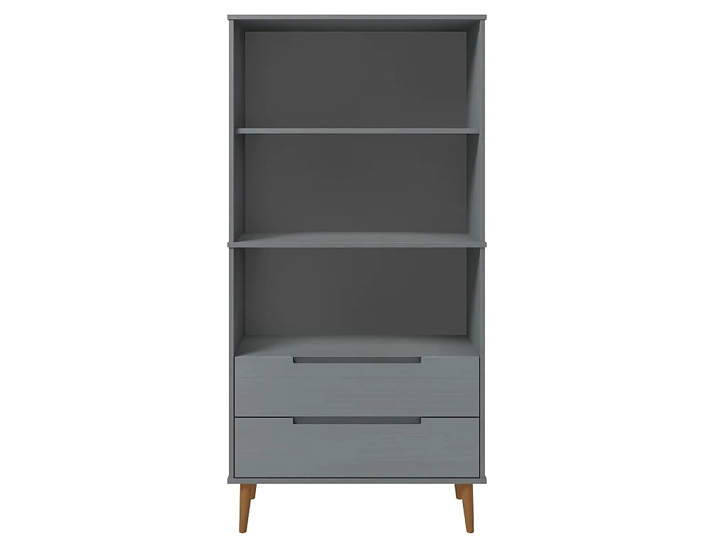 Boekenkast MOLDE 85x35x170,5 cm massief grenenhout grijs