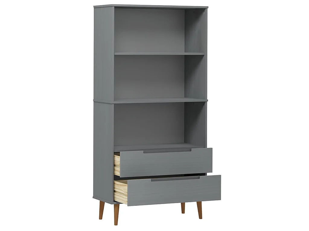 Boekenkast MOLDE 85x35x170,5 cm massief grenenhout grijs