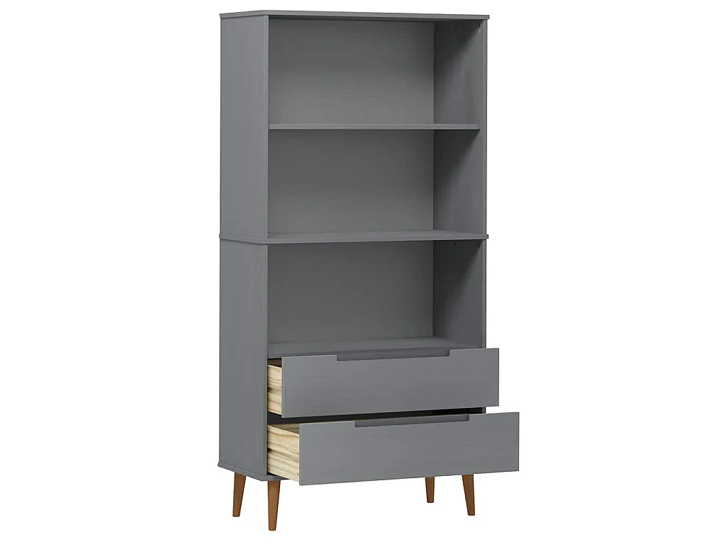 Bibliothèque MOLDE Gris 85x35x170,5 cm Bois massif de pin