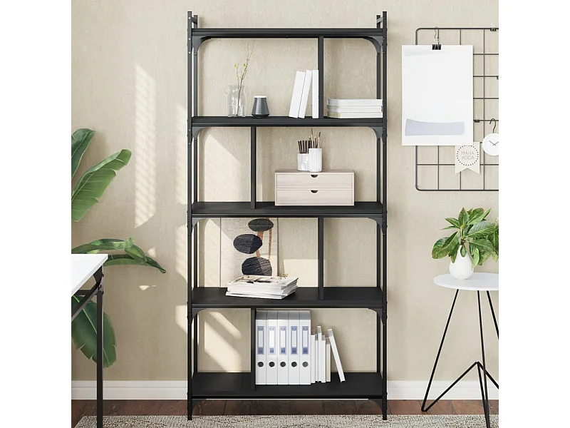 Bücherregal 5 Böden Schwarz 76x32x158 cm Holzwerkstoff