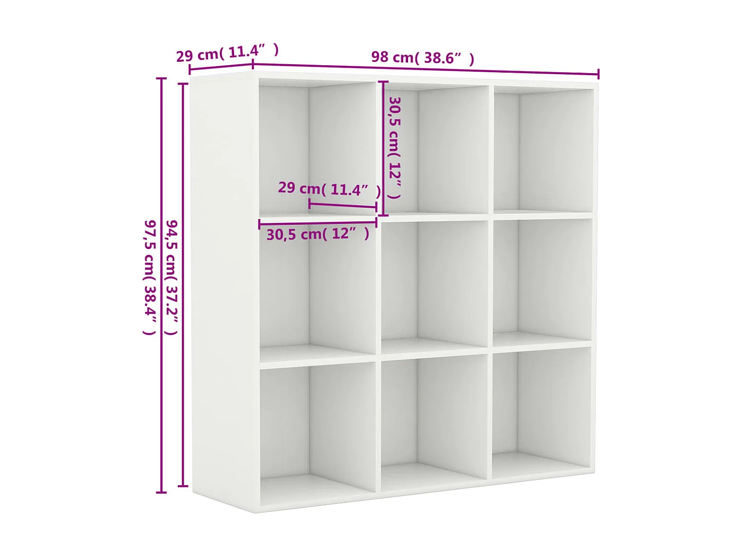 Bücherregal Weiß 98x29x97,5 cm Holzwerkstoff