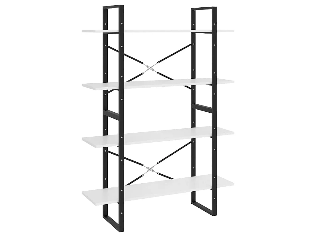 Bibliothèque à 4 niveaux blanc 100x30x140 cm bois d'ingénierie