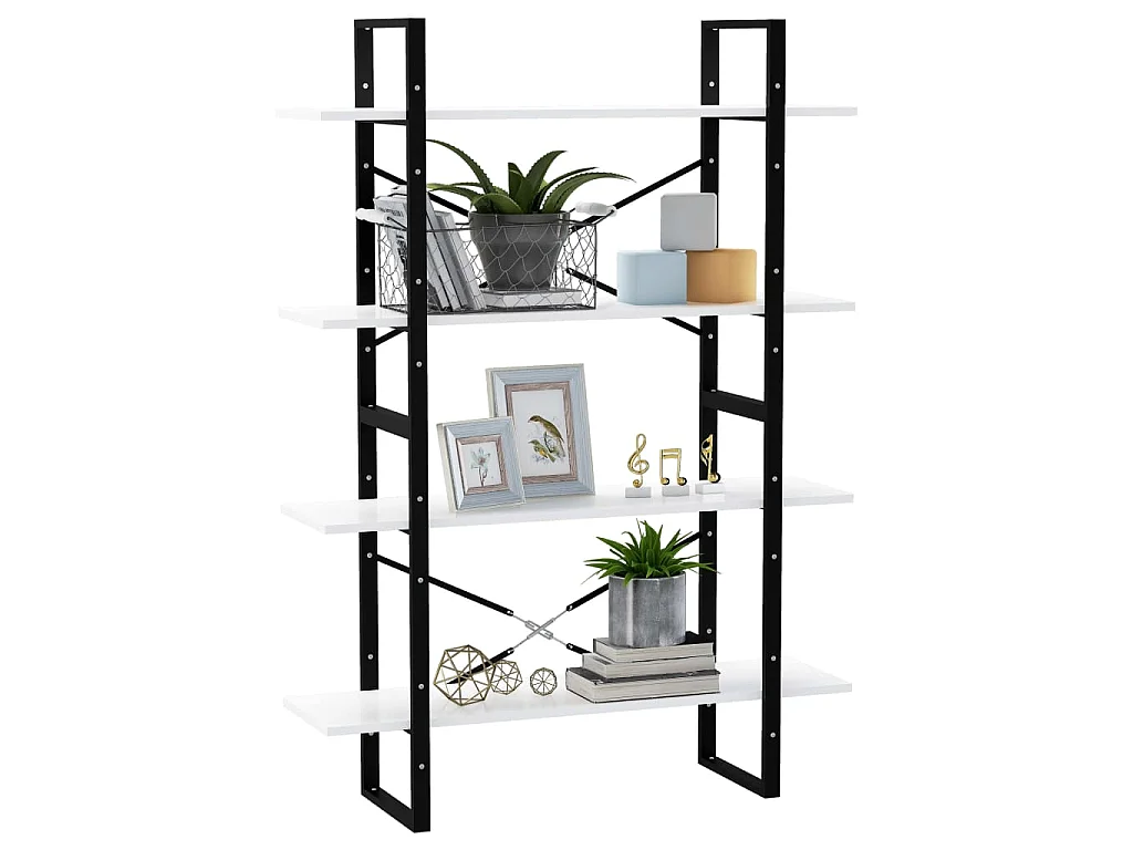 Bibliothèque à 4 niveaux blanc 100x30x140 cm bois d'ingénierie