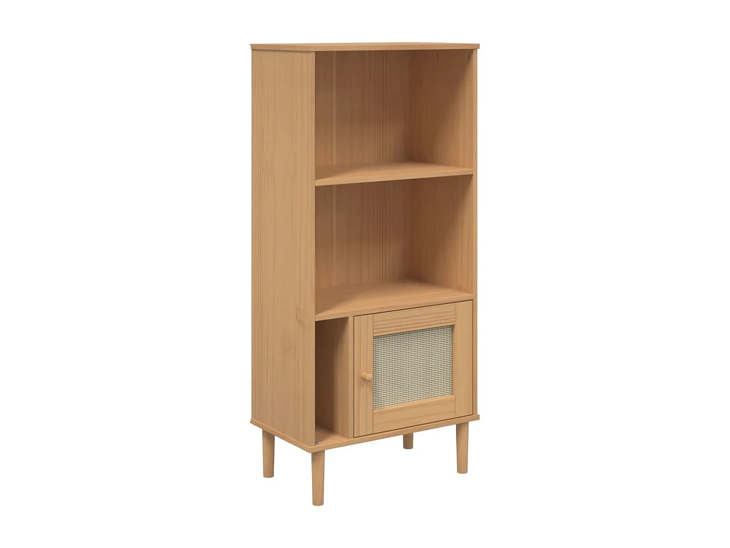 Bücherschrank SENJA Rattan-Look Braun 60x35x130 cm Kiefernholz