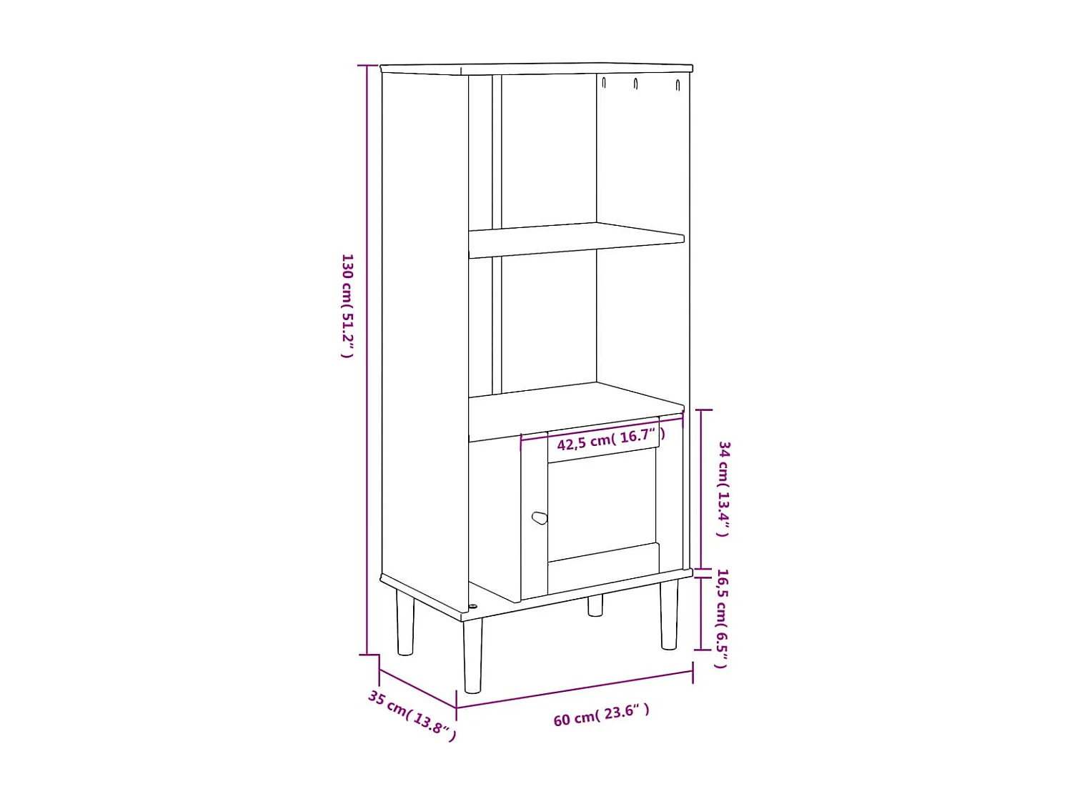 Bücherschrank SENJA Rattan-Look Braun 60x35x130 cm Kiefernholz