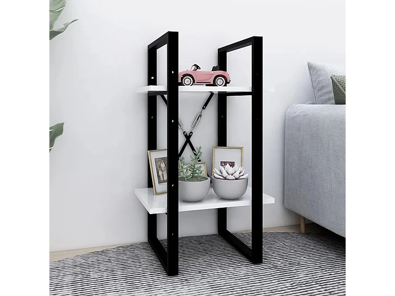 Boekenkast met 2 schappen 40x30x70 cm bewerkt hout wit