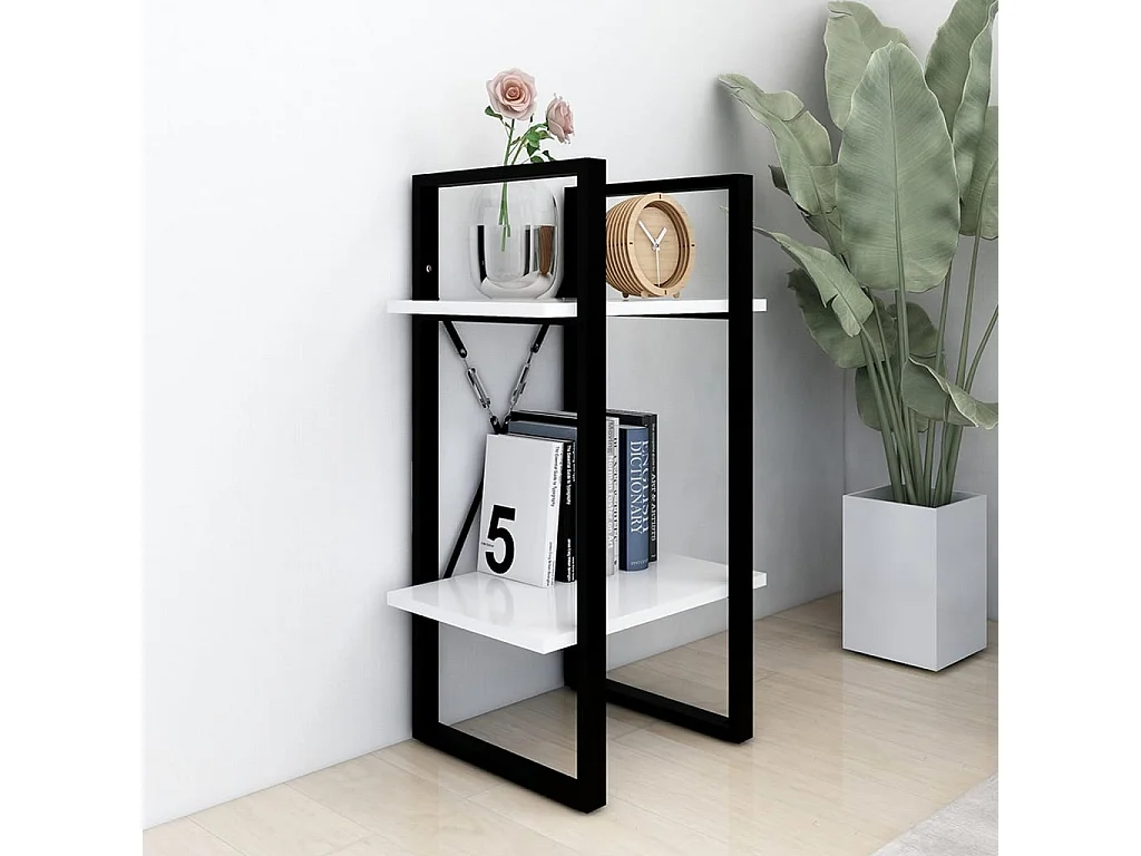 Bibliothèque à 2 niveaux blanc 40x30x70 cm bois d'ingénierie