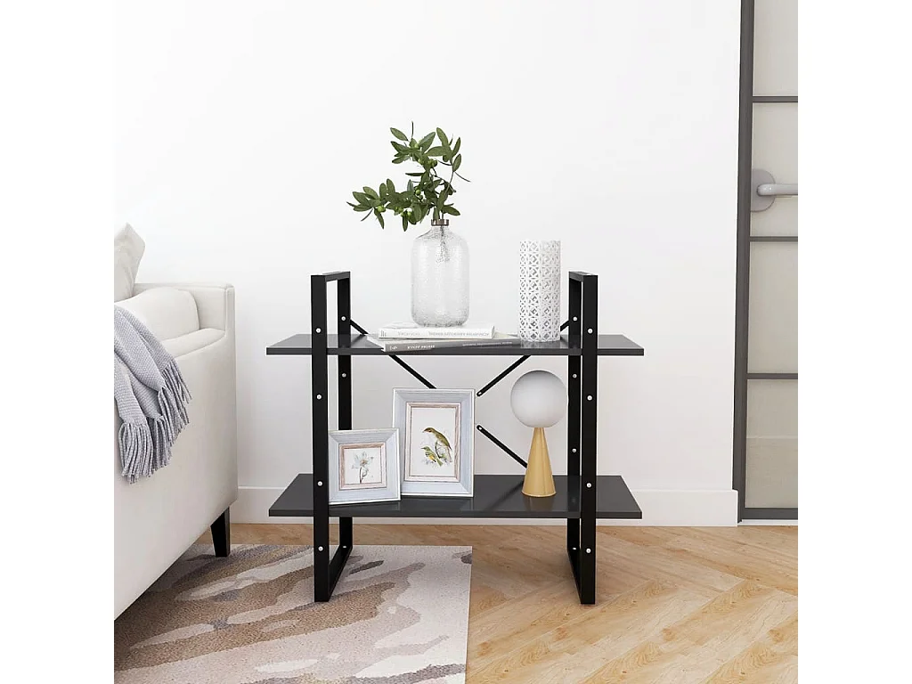 Estantería de 2 niveles madera contrachapada gris 80x30x70 cm