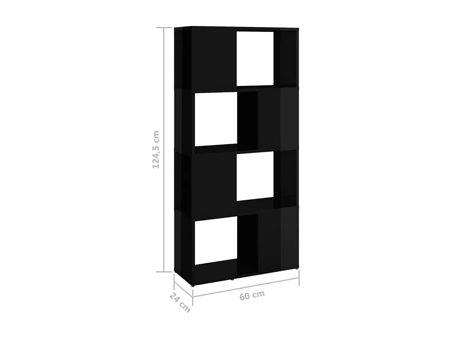 Bibliothèque/Séparateur de pièce Noir brillant Bois ingénierie