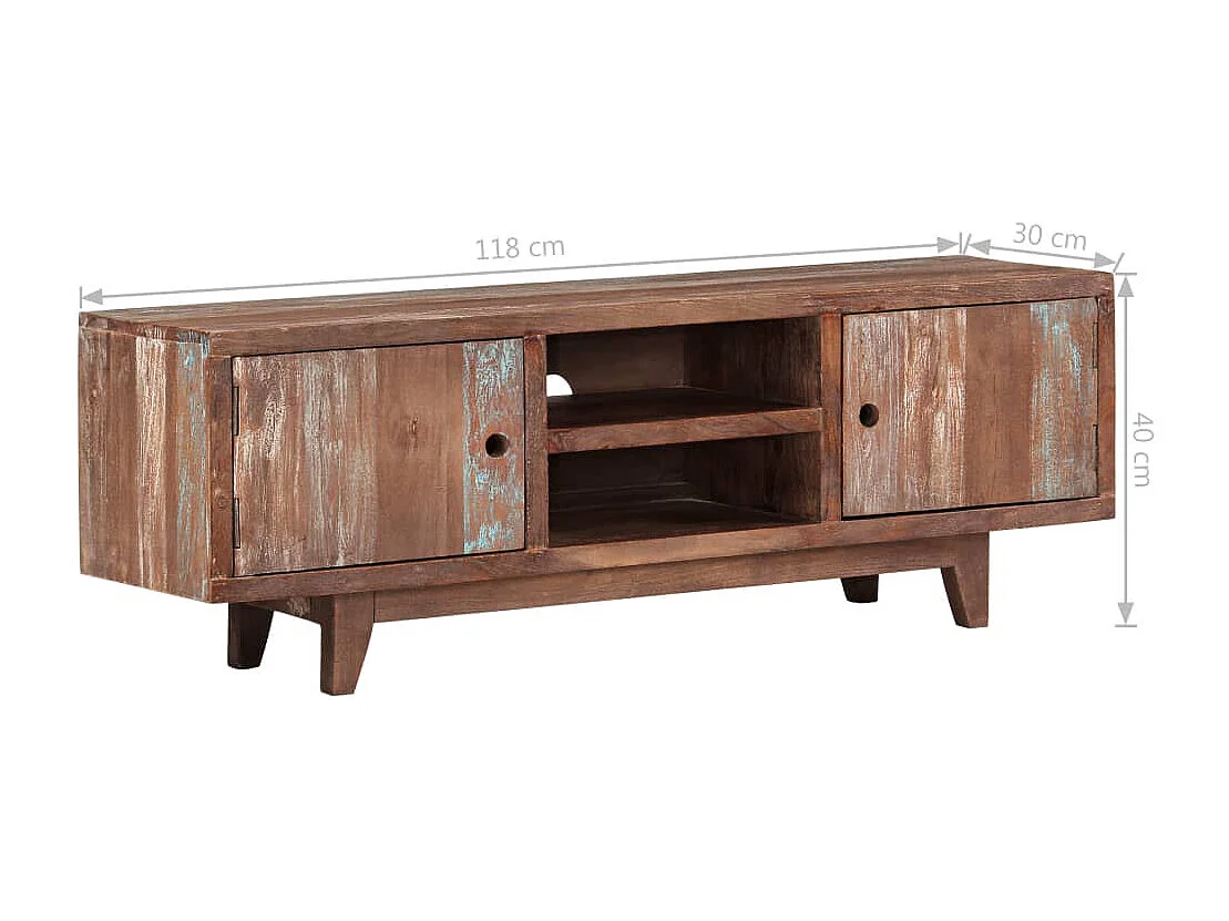 Meuble TV Bois d'acacia massif Vintage 118 x 30 x 40 cm