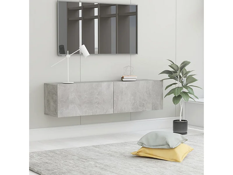 Meuble TV Gris béton 120x30x30 cm Bois d’ingénierie