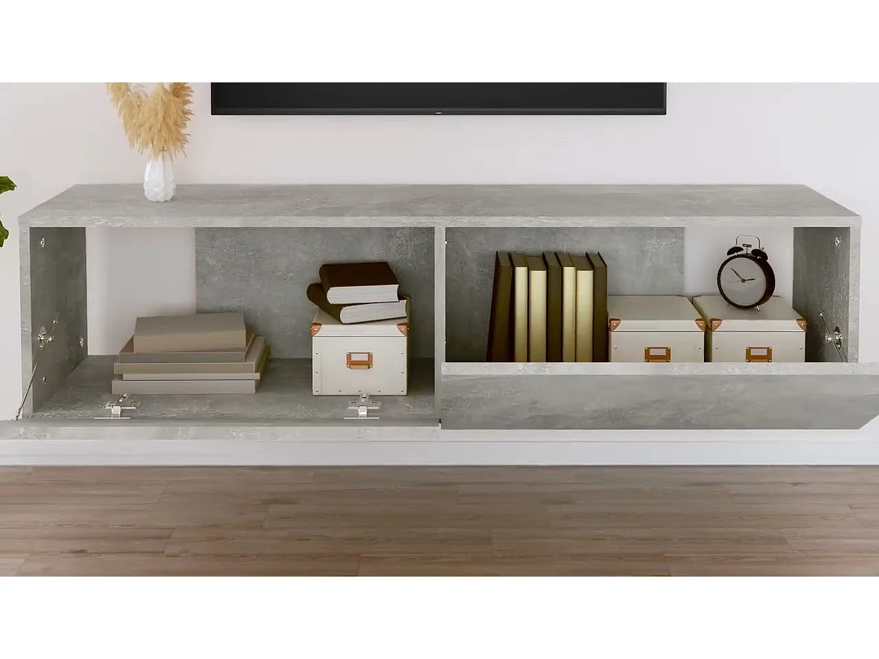 Meuble TV Gris béton 120x30x30 cm Bois d’ingénierie