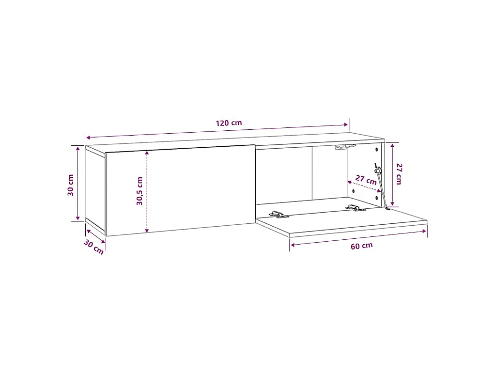 Tv-meubel 120x30x30 cm bewerkt hout betongrijs