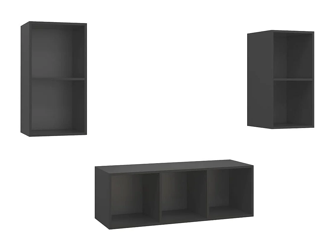 Ensemble de meubles TV 3 pcs Gris Bois d'ingénierie