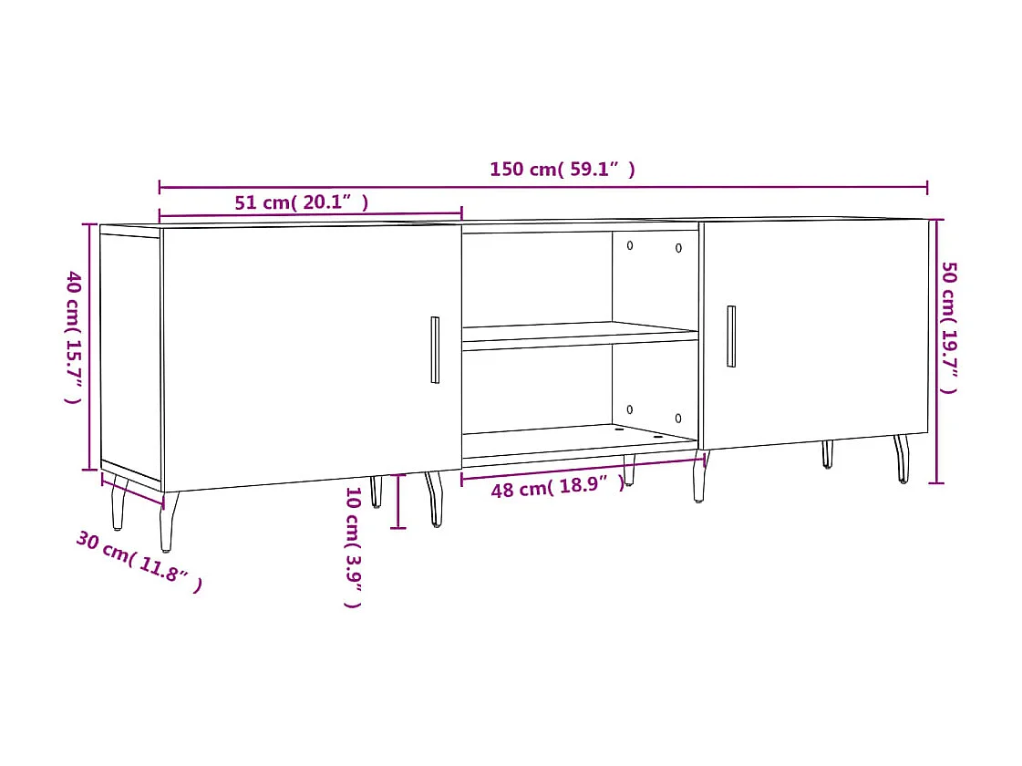 TV-Schrank Weiß 150x30x50 cm Holzwerkstoff