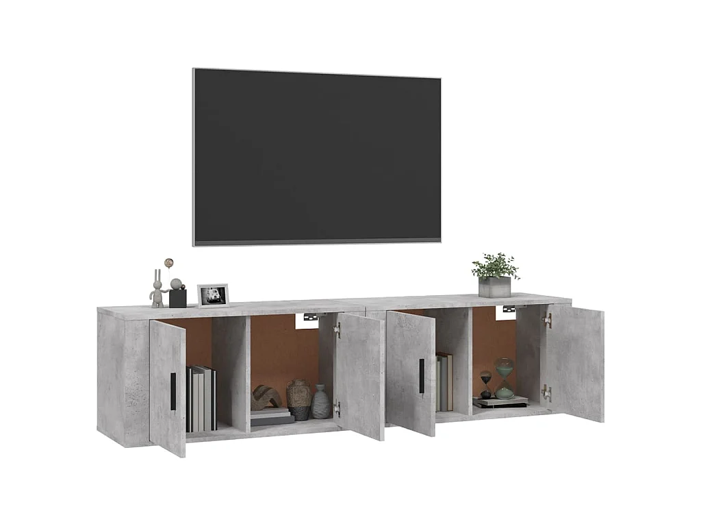 Móveis de TV de parede 2 pcs 80x34,5x40 cm cinzento cimento