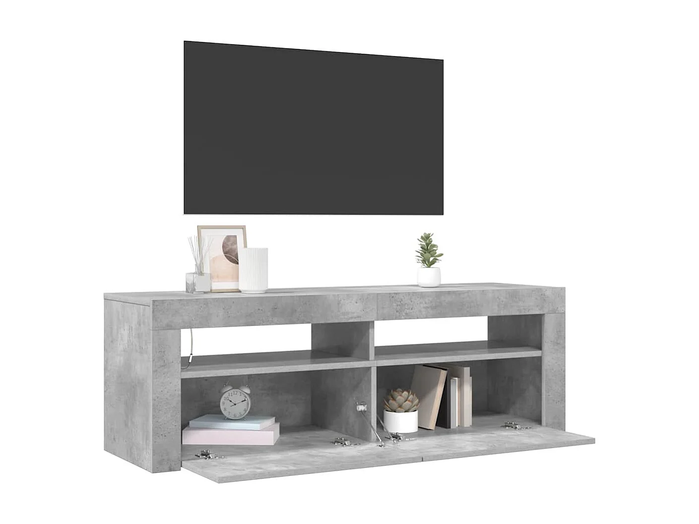 Meuble TV avec lumières LED gris béton 120x35x40 cm