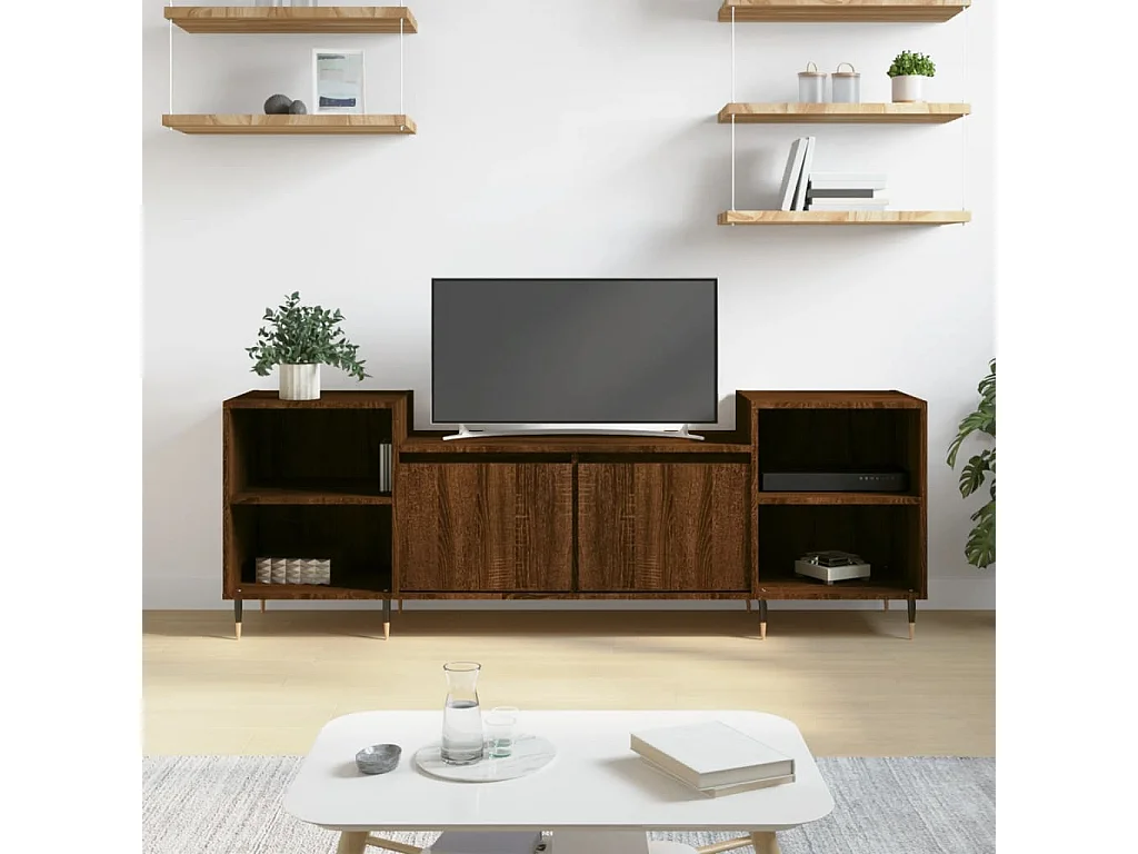 Meuble TV Chêne marron 160x35x55 cm Bois d'ingénierie
