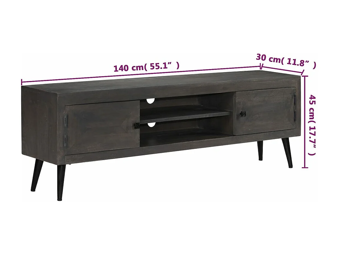 Meuble TV Bois massif de manguier 140 x 30 x 45 cm