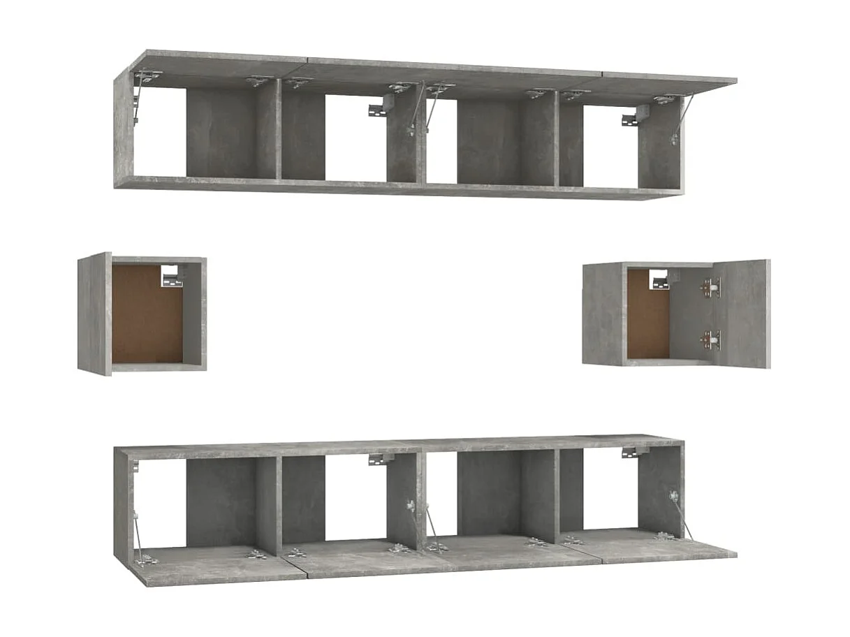 Set de muebles de TV 6 pzas madera contrachapada gris hormigón