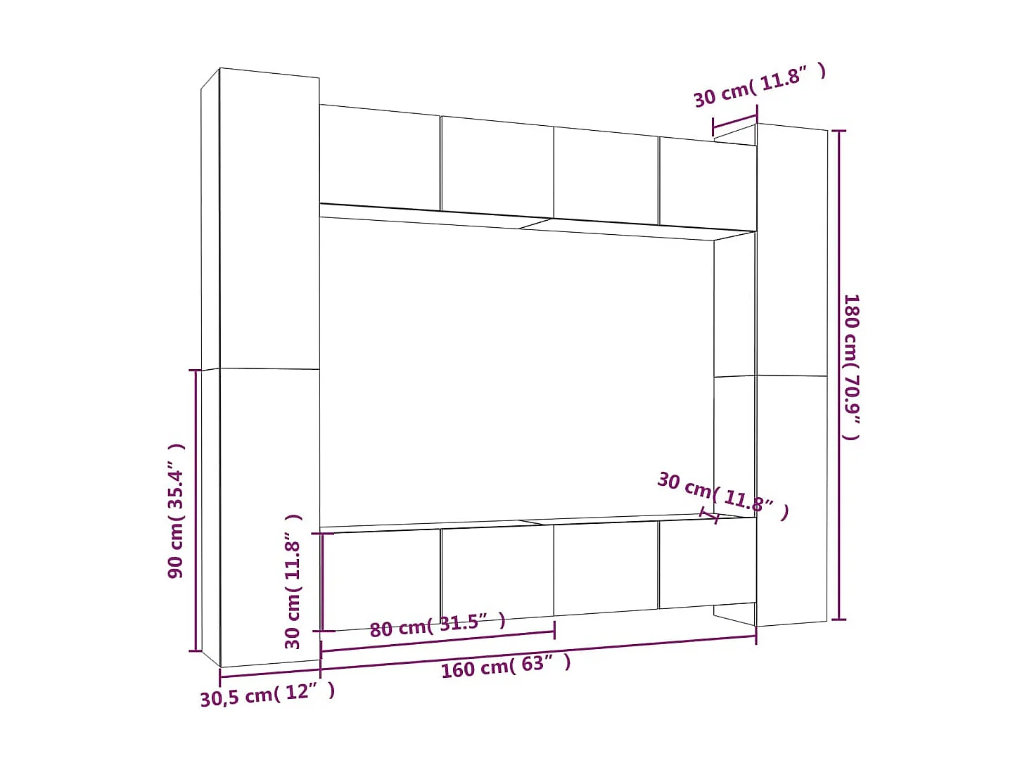 Ensemble de meubles TV 8 pcs Chêne sonoma Bois d'ingénierie