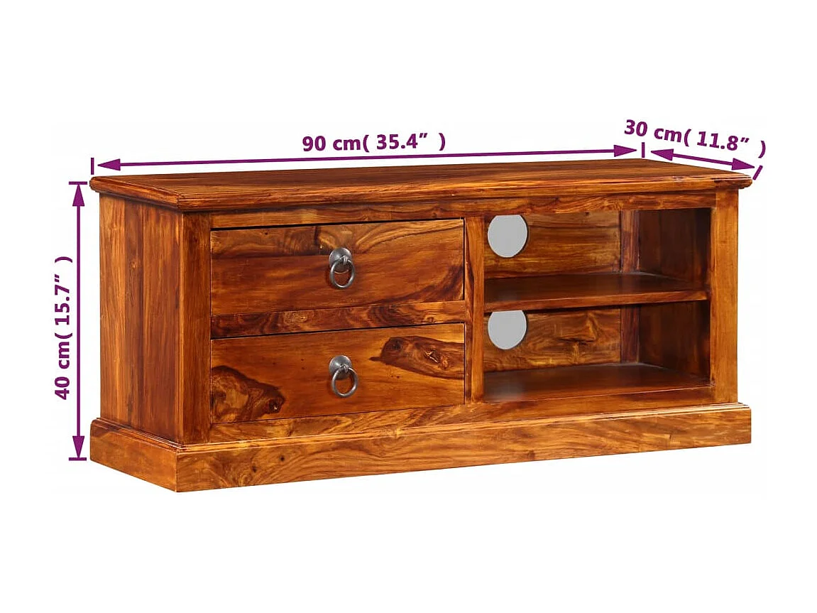Móvel de TV madeira acácia maciça 90x30x40 cm