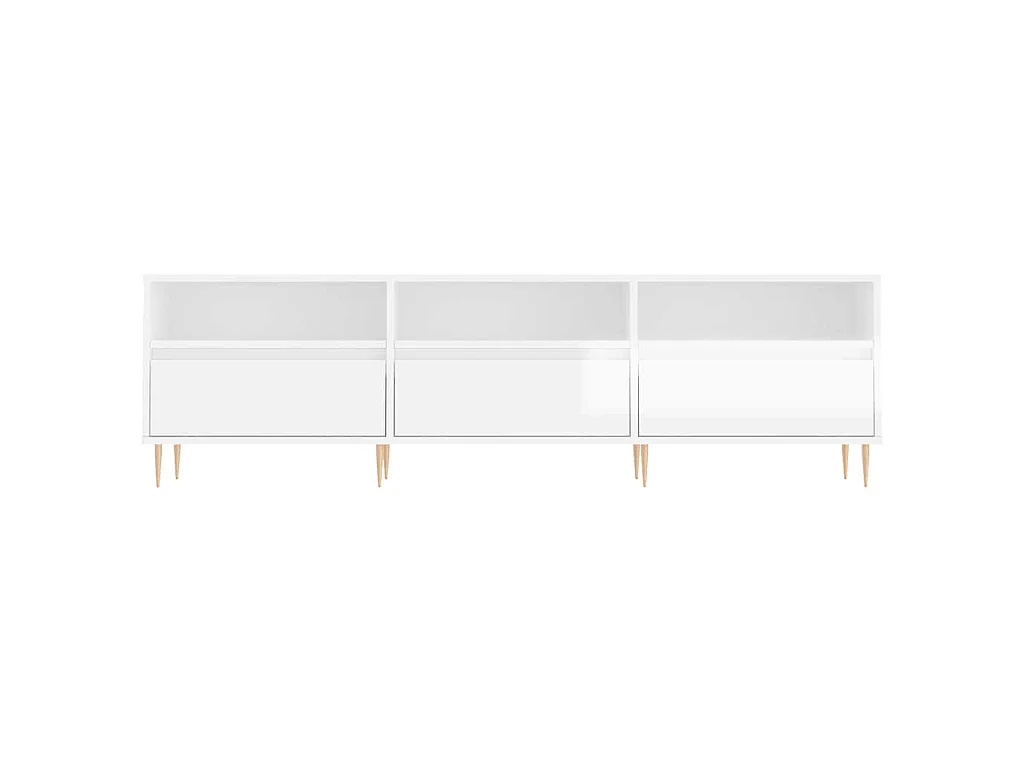 Mueble de TV madera contrachapada blanco brillo 150x30x44,5 cm